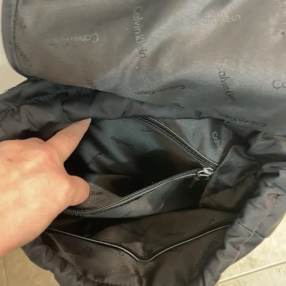 CALVIN KLEIN // black fashion backpack // fold over // TONS of zipper pockets - Picture 13 of 16